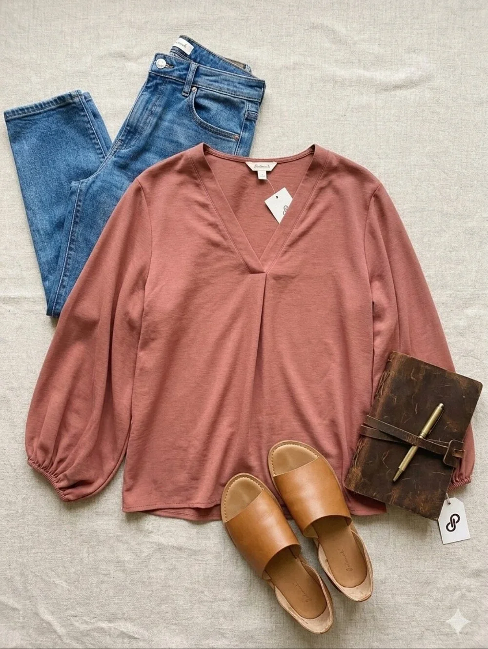 ENTRO Terracotta V-Neck Puff Sleeve Blouse – Bohemian